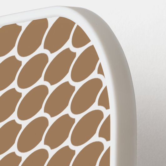 Fun Cool Mocha White Oval Honeycomb Pattern Pickleball Paddle (Links Detail)
