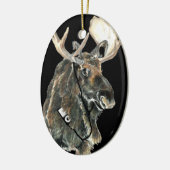 Fun Cool Moose luistert naar muziek met hoofdtelef Keramisch Ornament (Links)