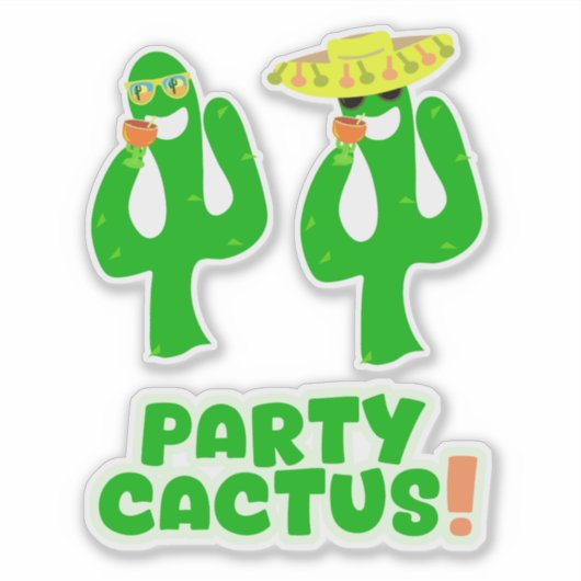 Fun Cool Party Cactus Set Stickers (Voorkant)