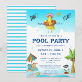 Fun Cool Pool Party Birthday Kaart (Voorkant / Achterkant)