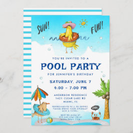 Fun Cool Pool Party Birthday Kaart