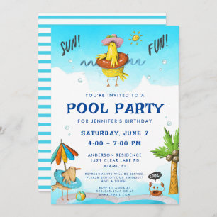 Fun Cool Pool Party Birthday Kaart