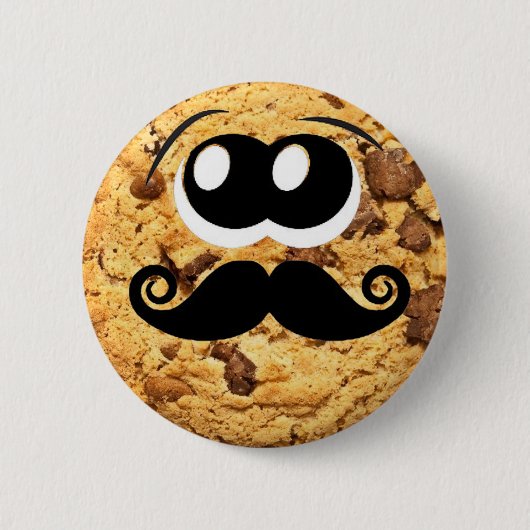 Fun Cool Quirky Trendy Cute Cookie Mustache Ronde Button 5,7 Cm (Voorkant)