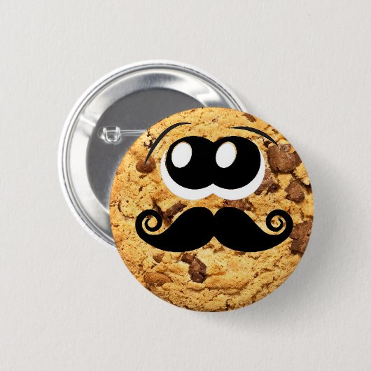 Fun Cool Quirky Trendy Cute Cookie Mustache Ronde Button 5,7 Cm (Voorkant /achterkant)