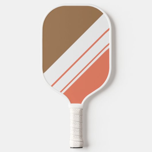 Fun Cool Retro Oranje Light Brown Stripes Pickleball Paddle (Voorkant)