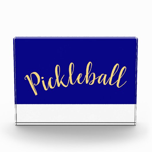 Fun Cool Royal Blue White Base Pickleball Script Fotoblokken (Voorkant)