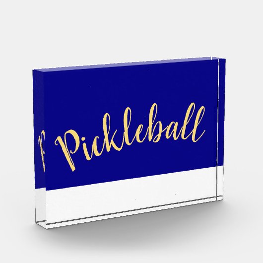 Fun Cool Royal Blue White Base Pickleball Script Fotoblokken (Links)