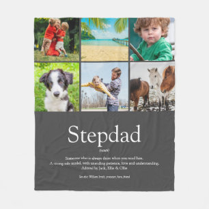 Fun Cool Stepfather Stepdad Quote Foto Collage Fleece Deken