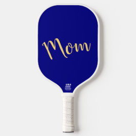Fun Cool Vibrant Elegant Royal Blue "Mam" Script Pickleball Paddle