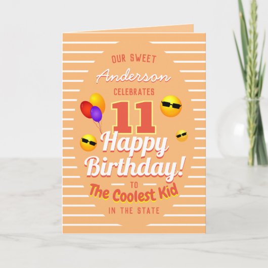 Fun Coolest Kind Birthday Sun Emojis and Balloons Kaart (Voorkant)