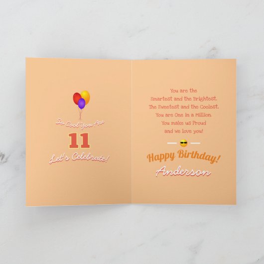 Fun Coolest Kind Birthday Sun Emojis and Balloons Kaart (Binnen)