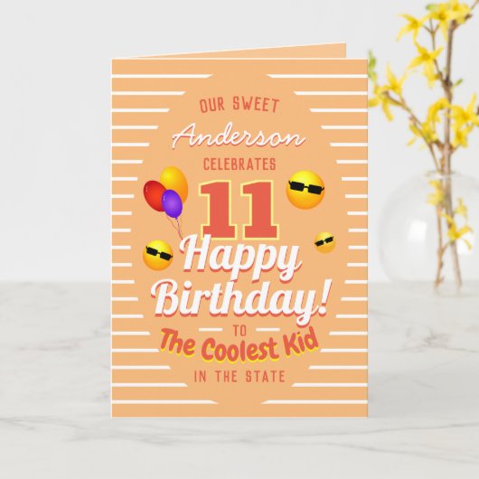 Fun Coolest Kind Birthday Sun Emojis and Balloons Kaart (Gele Bloem)