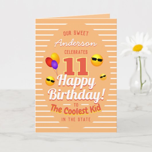 Fun Coolest Kind Birthday Sun Emojis and Balloons Kaart (Kleine Plant)