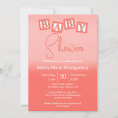 Fun Coral Ombre BABY blokkeert Genderneutrale Show Kaart (Voorkant)