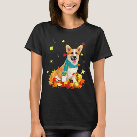 Fun Corgi Thanksgiving Autumn Dog T-shirt (Voorkant)