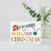 Fun Corgi Wishing Merry and Safe Kerstmis Simple Feestdagenkaart (Staand voorkant)