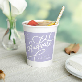 Fun Corner Script Paarse Afstudeerfeest Papieren Bekers