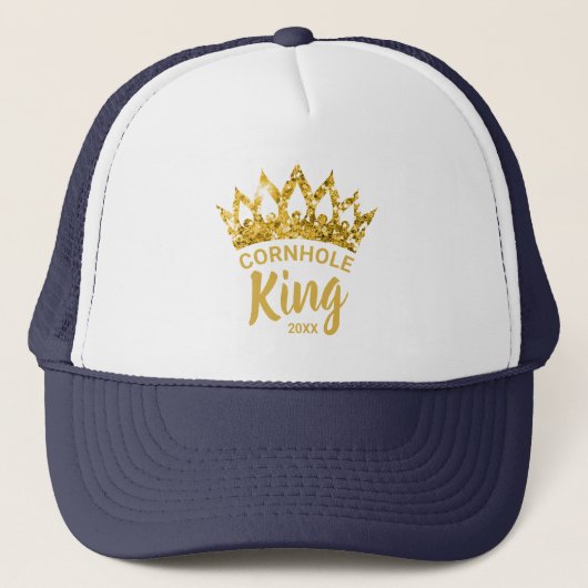 Fun Cornhole King Gold Crown Custom Trucker Pet (Voorkant)