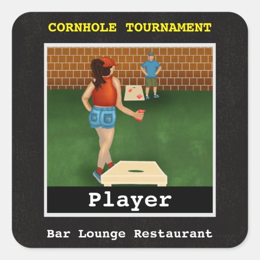 Fun Cornhole Tournament Registered Player Sticker (Voorkant)