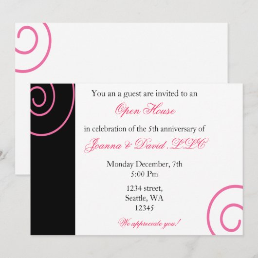 Fun Corporate Party Invitation Kaart (Voorkant / Achterkant)