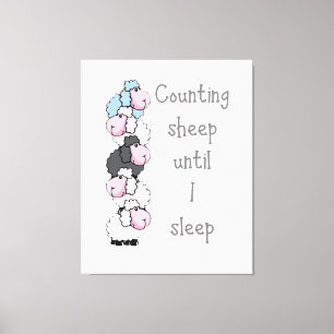 Fun Counting Sheep tot ik slaap Quote Canvas Afdruk