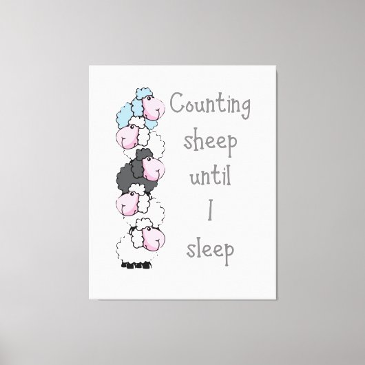 Fun Counting Sheep tot ik slaap Quote Canvas Afdruk (Voorkant)