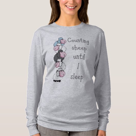 Fun Counting Sheep tot ik slaap Quote T-shirt (Voorkant)