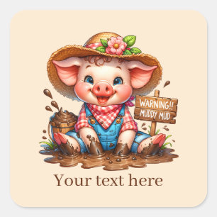 Fun Country varken liefhebbers tekst toevoegen Vierkante Sticker