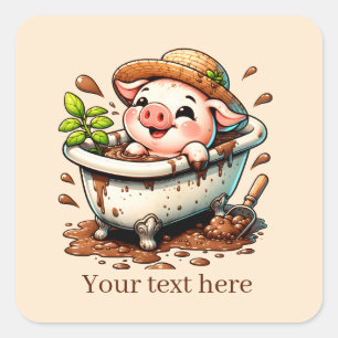 Fun Country varken liefhebbers tekst toevoegen Vierkante Sticker