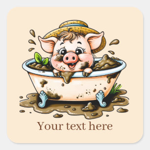 Fun Country varken liefhebbers tekst toevoegen Vierkante Sticker