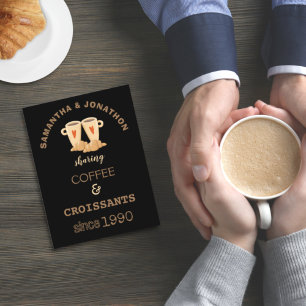 Fun Couple Gezegde Coffee Croissants Names Date Po Briefkaart