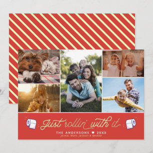 Fun Covid Quarantine FUN Toilet Paper Retro Red Feestdagenkaart