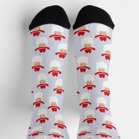 Fun Cowboy Santa Claus Western Christmas Blue Sokken (Top)