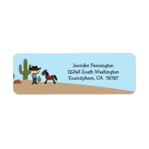 Fun cowboy western boy retourneert adreslabels etiket