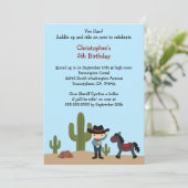 Fun cowboy westerne jongen's verjaardagsfeest uitn kaart (Staand voorkant)