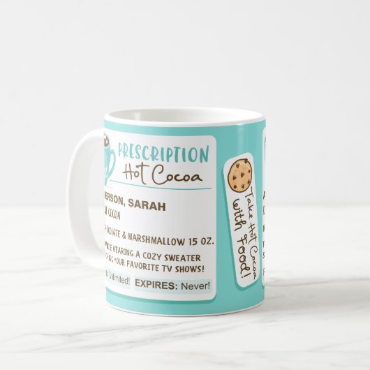 Fun Cozy Season Prescription Hot Cocaca Coffee Mok (Voorkant links)