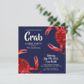 Fun Crab Boil Dark Blue Summer Party - Aangepast Kaart (Staand voorkant)
