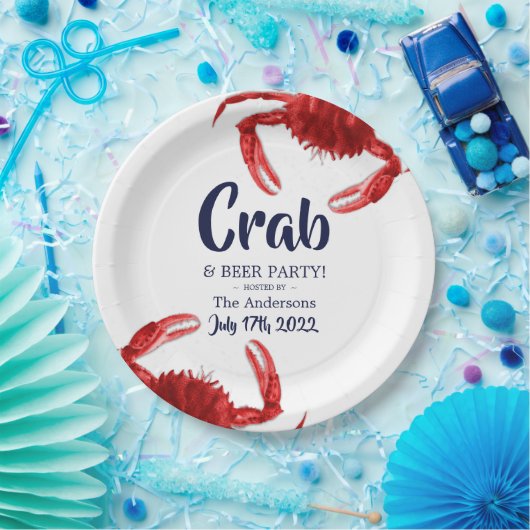 Fun Crab Boil White Summer Custom Papieren Bordje (Feest)