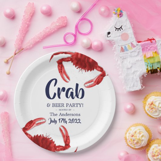 Fun Crab Boil White Summer Custom Papieren Bordje (Feest)