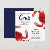 Fun Crab Boil White Summer Party Aangepaste Uitnod Kaart (Voorkant / Achterkant)