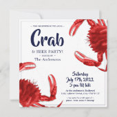 Fun Crab Boil White Summer Party Aangepaste Uitnod Kaart (Voorkant)