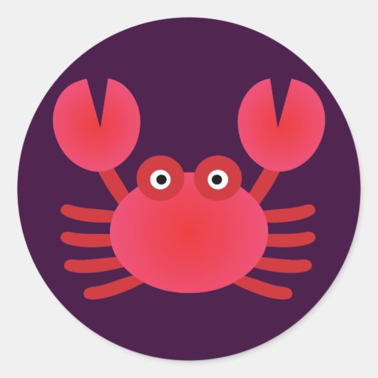Fun Crab Ronde Sticker (Voorkant)