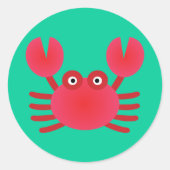 Fun Crab Ronde Sticker (Voorkant)