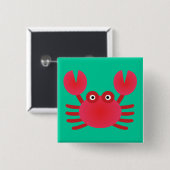 Fun Crab Vierkante Button 5,1 Cm (Voorkant /achterkant)