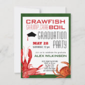 Fun Crawfish Seafood Boil BBQ Graduparty Kaart (Voorkant)