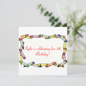 Fun Crayon Birthday Party Kaart (Staand voorkant)