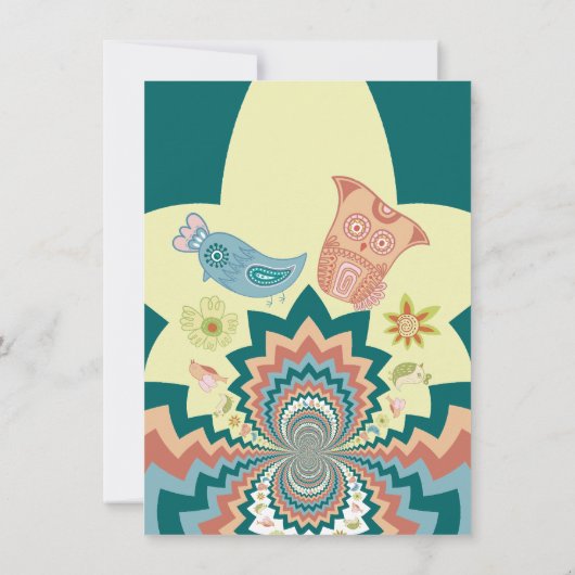 Fun Crazy Owl Birds Chevron Pattern Kaart (Achterkant)