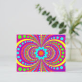 Fun Crazy Pattern Hot Pink Oranje Blauwgroen Briefkaart (Staand voorkant)