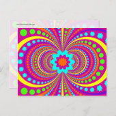 Fun Crazy Pattern Hot Pink Oranje Blauwgroen Briefkaart (Voorkant / Achterkant)