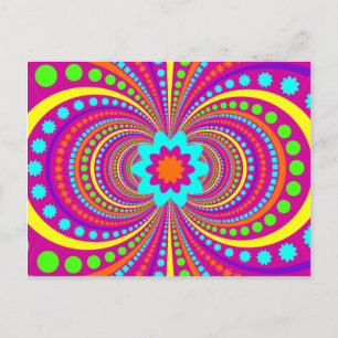 Fun Crazy Pattern Hot Pink Oranje Blauwgroen Briefkaart